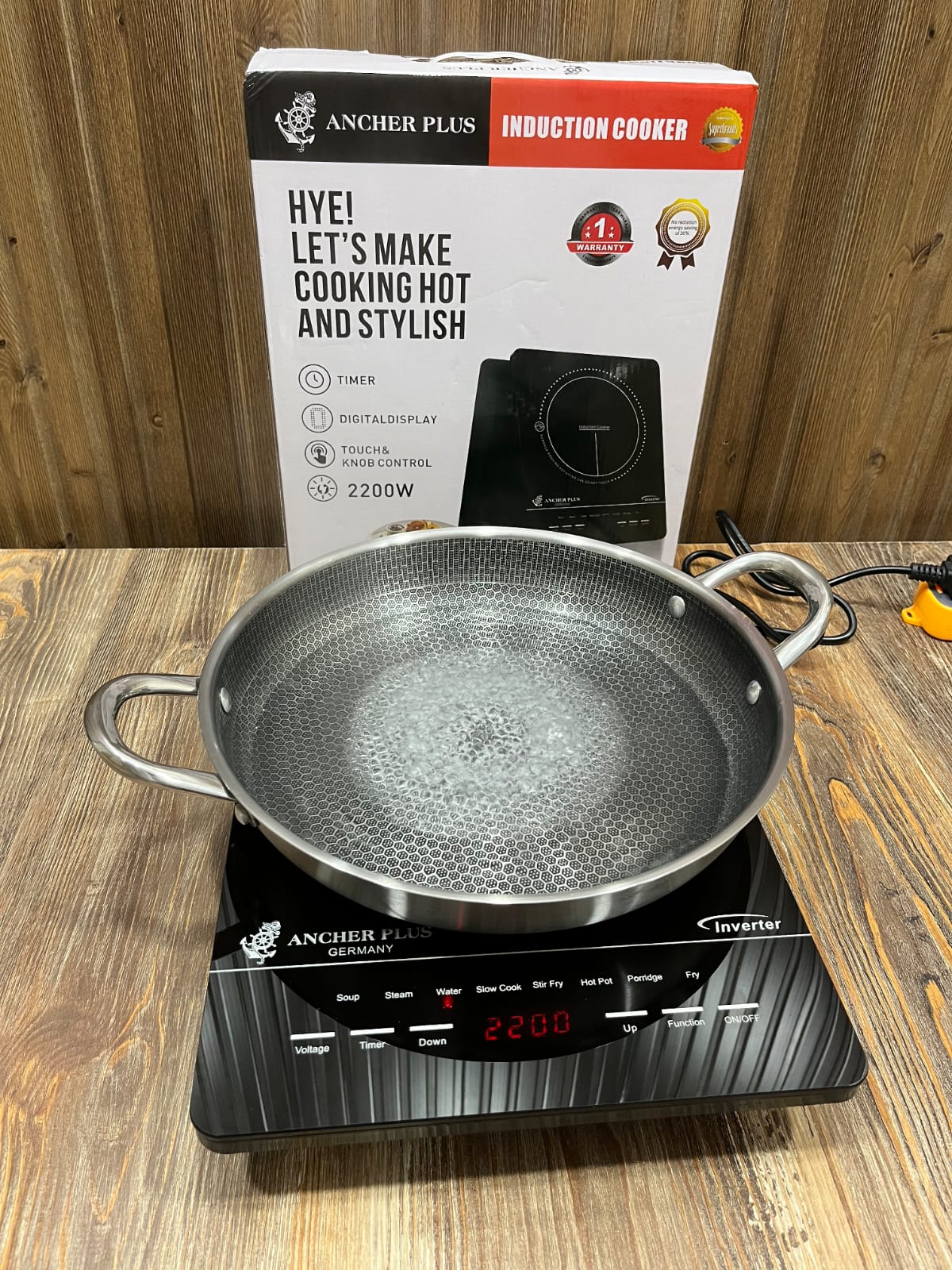 Ancher Plus 2200W Induction Cooker, Touch & Knob Control, Timer