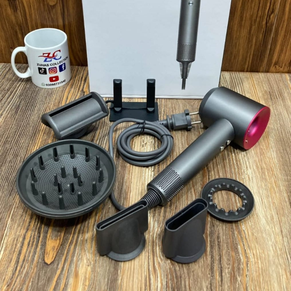 Super Hair Dryer with Intelligent Heat Control, Diffuser & Styling Nozzles