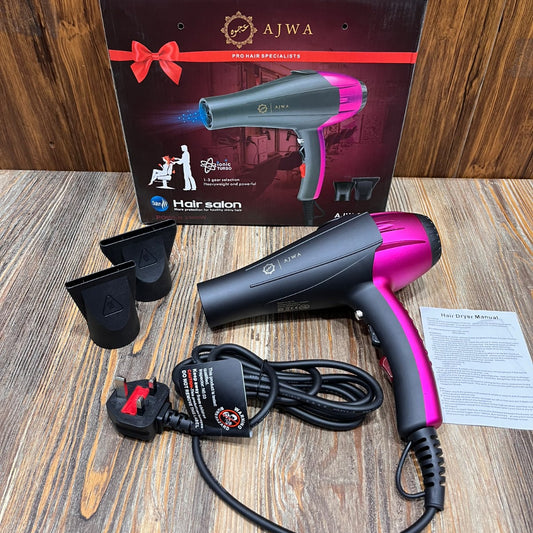 AJWA 2500W Professional Ionic Hair Dryer with 2 Nozzles