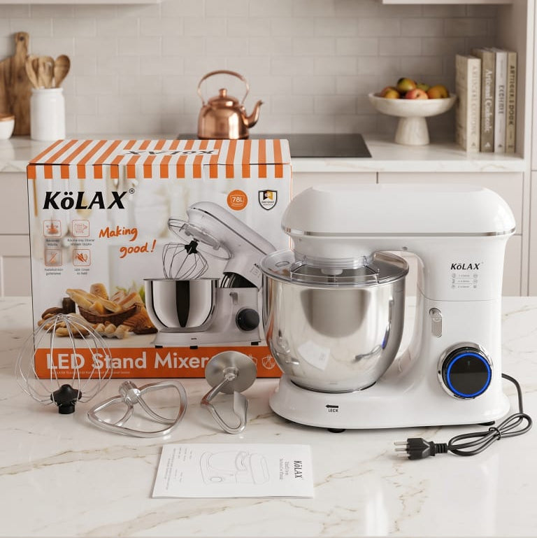 KOLAX 7.8L LED Stand Mixer – Planetary Mixing Electric Dough Mixer & Cake Mixer