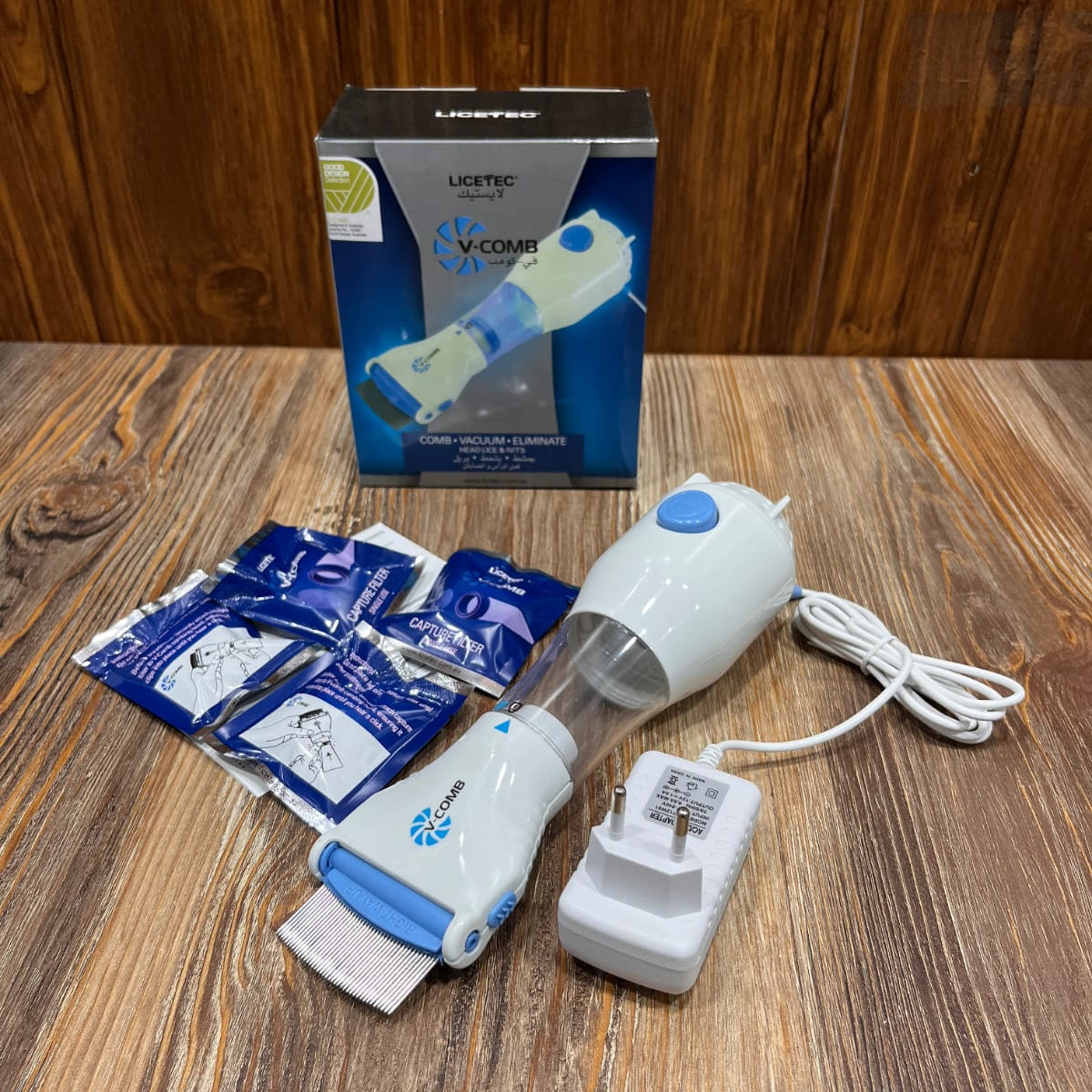 Licetec V-Comb Electric Head Lice Comb | Comb, Vacuum & Eliminate Head Lice and Nits with Capture Filters