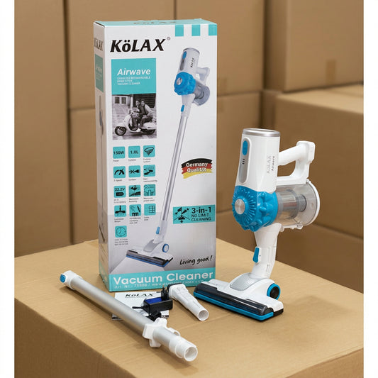 Kolax Airwave Cordless Vacuum Cleaner 150W | 22.2V Li-ion Rechargeable Hand Stick with HEPA Filter & Motorized Brush