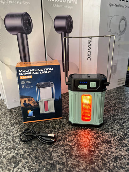 KS-8002 Solar Rechargeable Camping Light Type-C Multi-Function