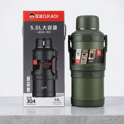 D.KADI 5.0L XL Travel Thermos – 48H Insulated (Green)