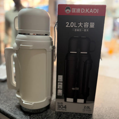 D.KADI 2.0L Vacuum Flask – Hot & Cold Thermos (White)
