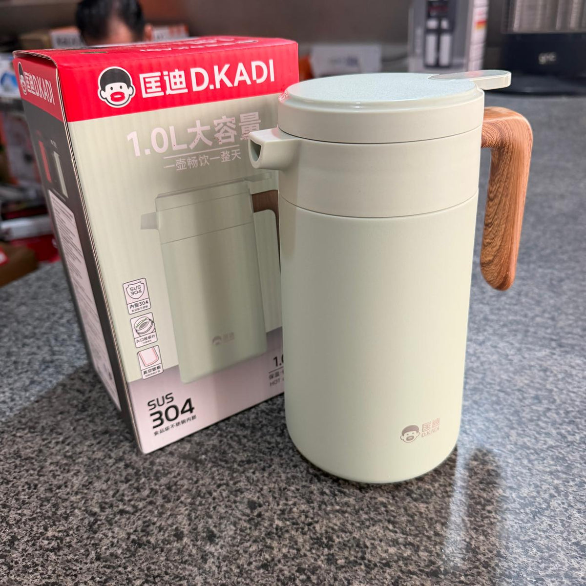 D.KADI 1.0L Wide Mouth Vacuum Thermos Jug (Green)