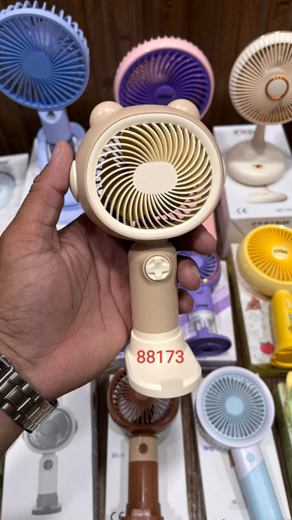 Portable handheld USB rechargeable fan with a cute bear ear design