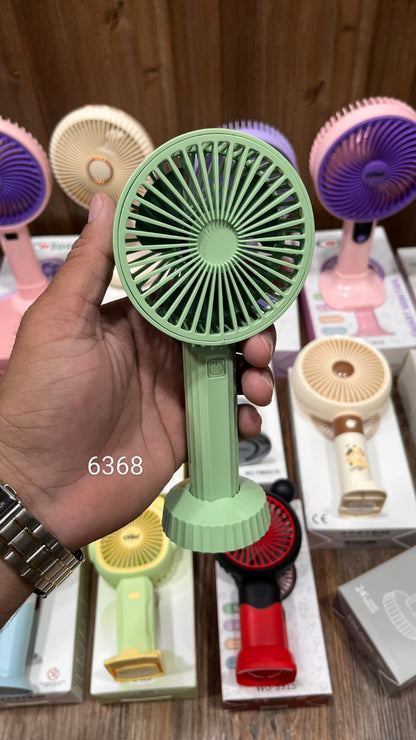 Green rechargeable portable handheld fan with a desktop stand