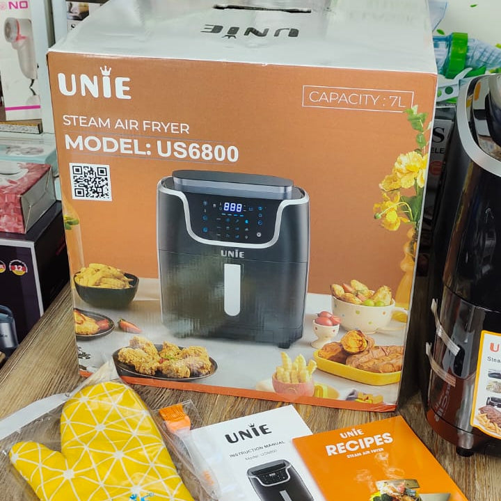 UNIE Steam Air Fryer Combo, 7L Large Family Capacity, Touch Screen Presets, PFOA-Free Non-Stick Dishwasher Safe Basket