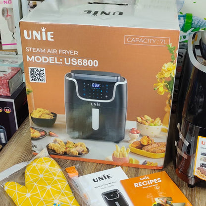 UNIE Steam Air Fryer Combo, 7L Large Family Capacity, Touch Screen Presets, PFOA-Free Non-Stick Dishwasher Safe Basket