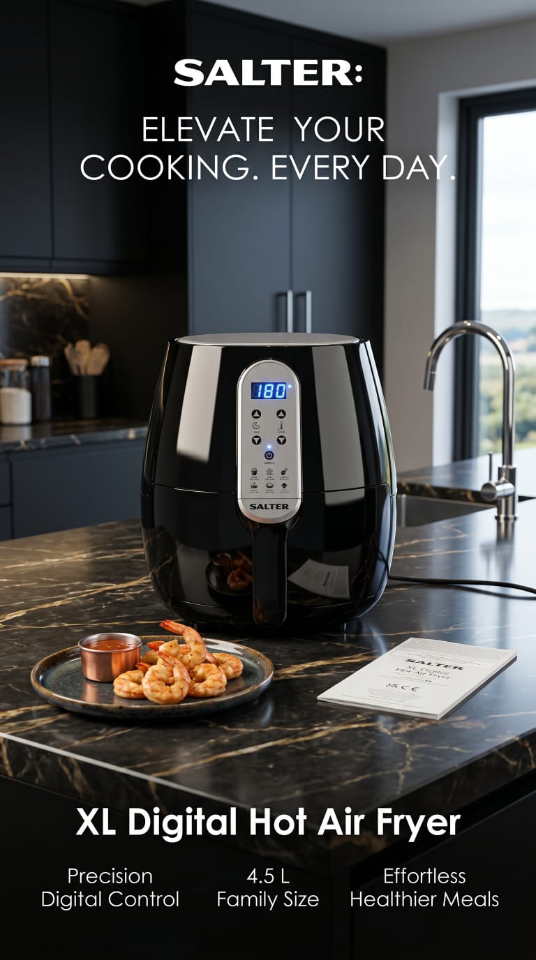 SALTER 4.5L  XL Digital Hot Air Fryer 1500W | Healthy Oil-Free Cooking