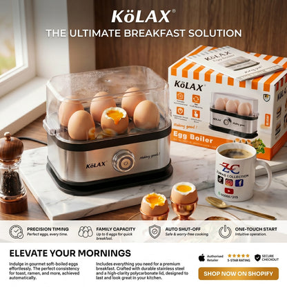 KöLAX 802718 Electric Egg Boiler | 200W Egg Steamer (6-Egg Capacity)