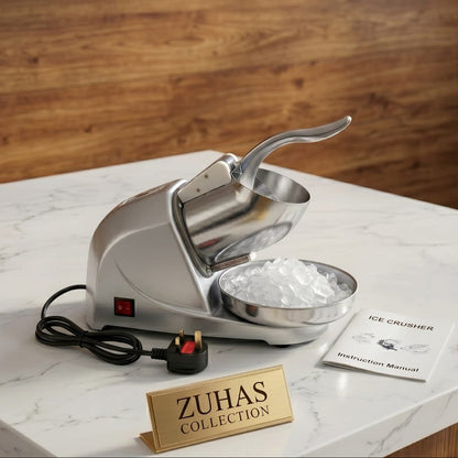 Stainless Steel Dual-Blade Electric Heavy-Duty Electric Ice Crusher Machine (300W)