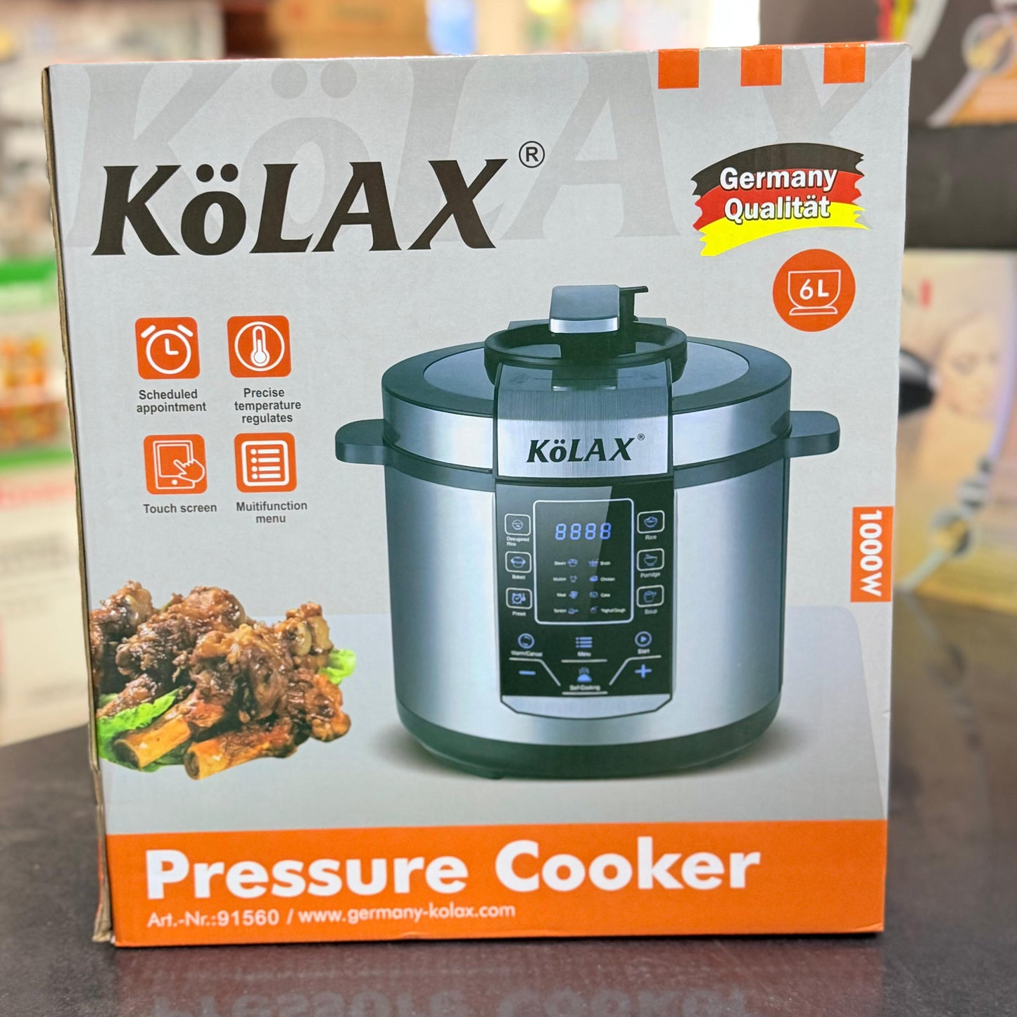 Kölax 6L Electric Pressure Cooker 1000W – Digital Multicooker with Touch Screen