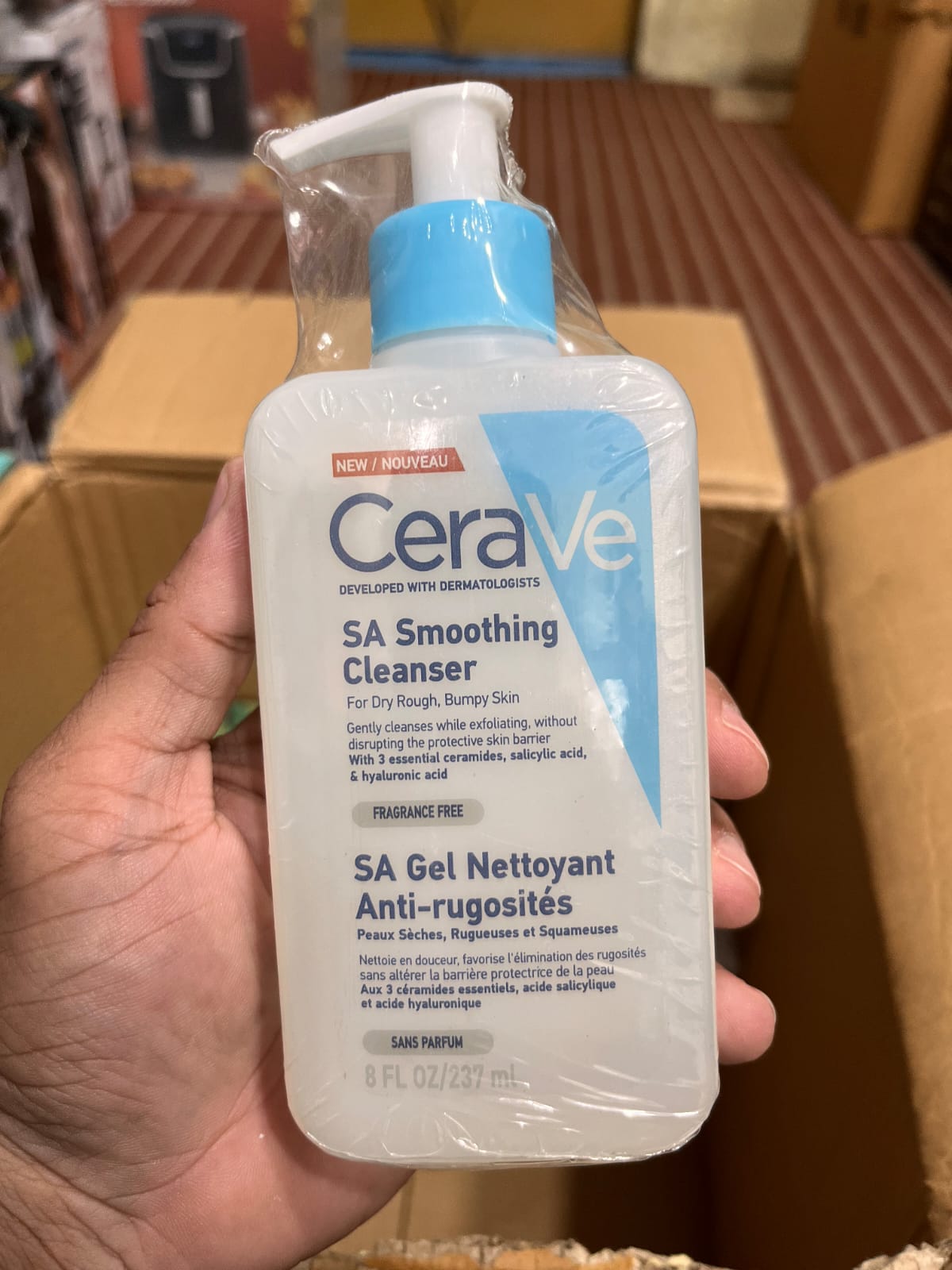 CeraVe SA Smoothing Cleanser, designed to exfoliate and smooth rough, bumpy skin using salicylic acid