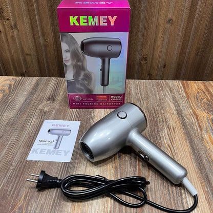 Kemei KM-6835 Travel-Friendly Folding Hair Dryer – Compact Hammer Style with Overheat Protection