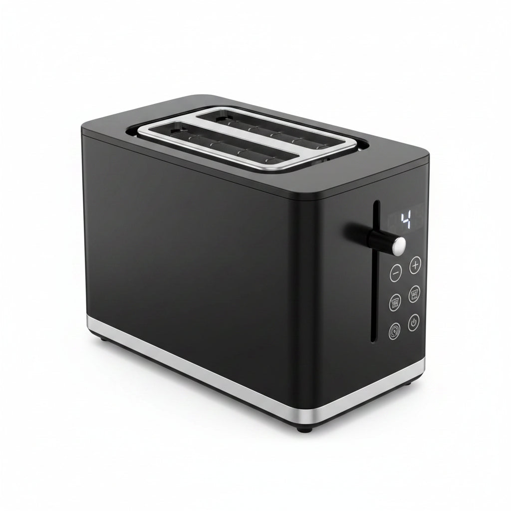 SilverCrest Digital Toaster 900W – 2-Slice Stainless Steel Smart Toaster with LED Display Touch Control Panel (Black