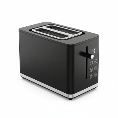 SilverCrest Digital Toaster 900W – 2-Slice Stainless Steel Smart Toaster with LED Display Touch Control Panel (Black