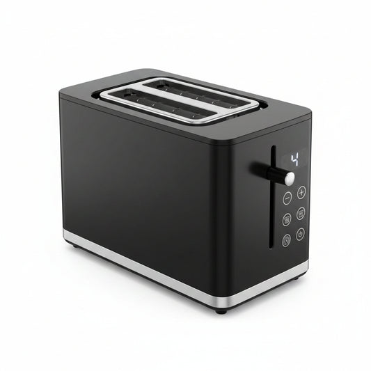 SilverCrest Digital Toaster 900W – 2-Slice Stainless Steel Smart Toaster with LED Display Touch Control Panel (Black