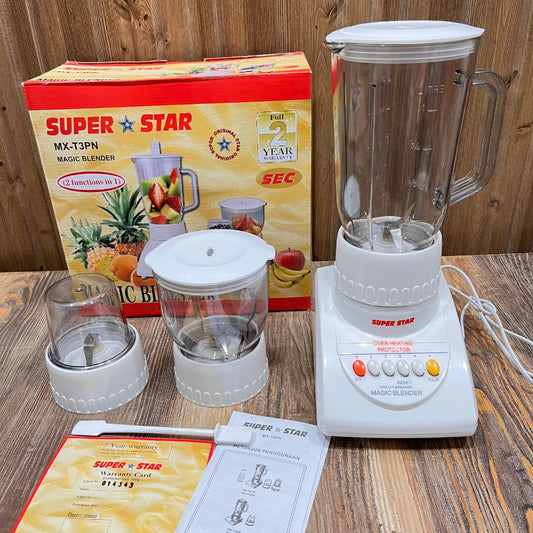 Super Star MX-T3PN Magic Blender 1.5L – 2-in-1 Blender and Grinder with Circuit Breaker Protector