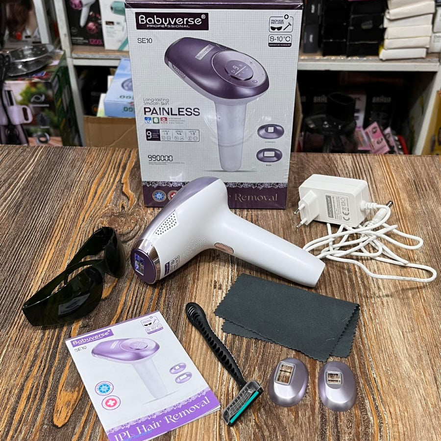 Babyverse Professional IPL Hair Removal Device SE10 – Painless 990000 Flashes, 9 Energy Levels, Ice Cooling Tech