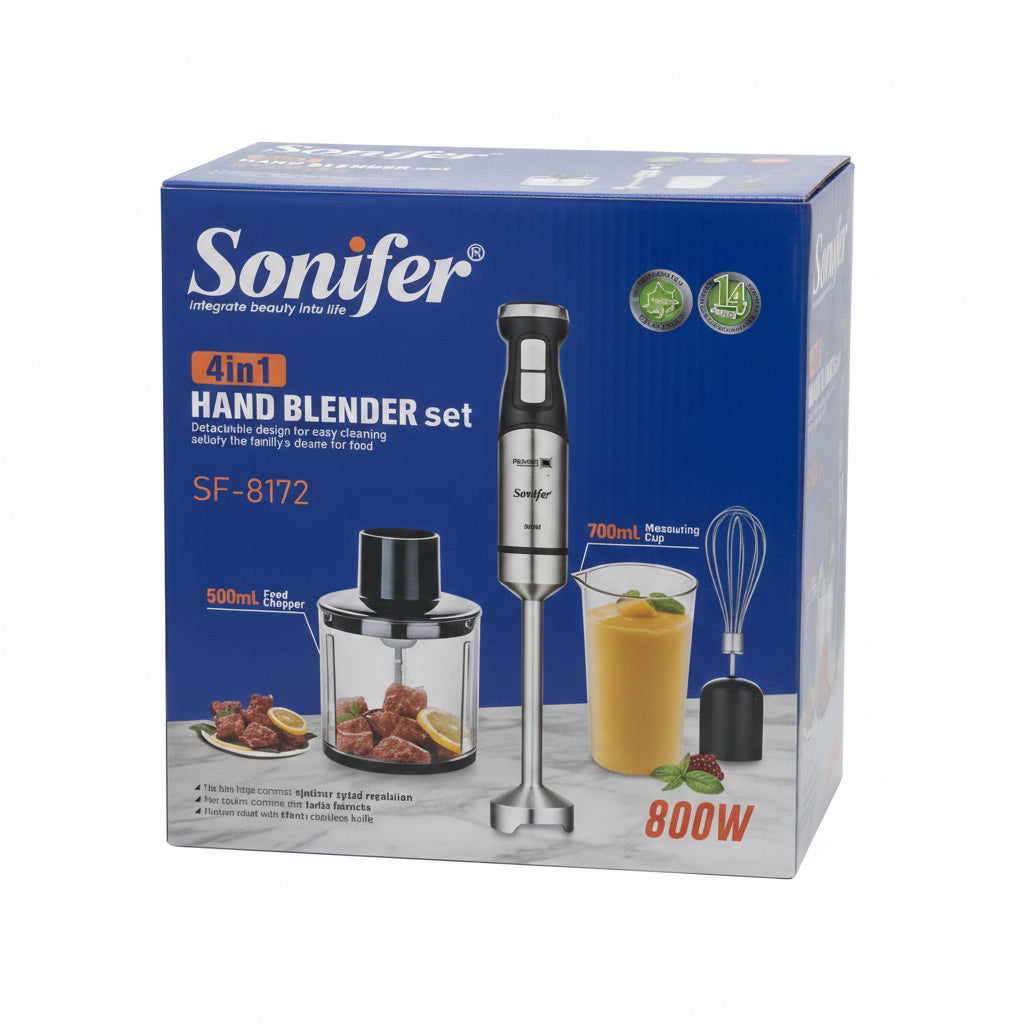 Sonifer 4 in 1  Hand Blender Set SF-8172 – 800W with Chopper & Whisk