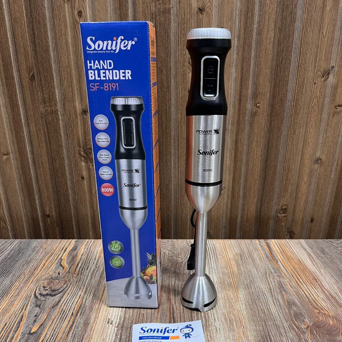 Sonifer Hand Blender SF-8191 – 800W Stainless Steel Stick Blender with Turbo