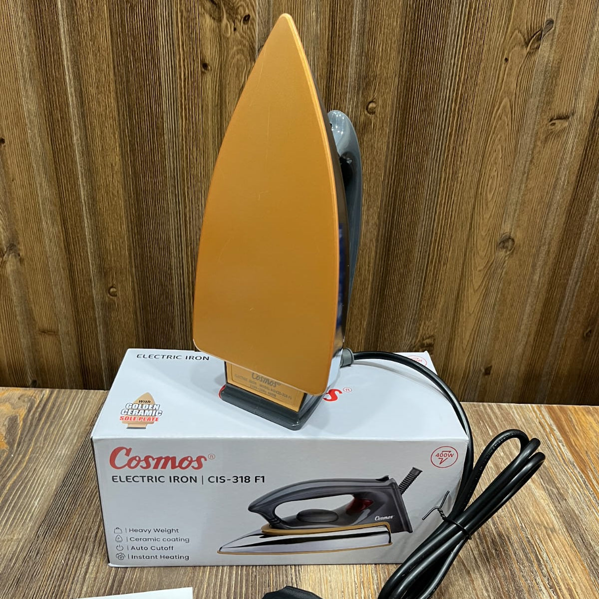 Cosmos Electric Dry Iron CIS-318F1 – 400W Heavy Weight, Ceramic Coated Soleplate