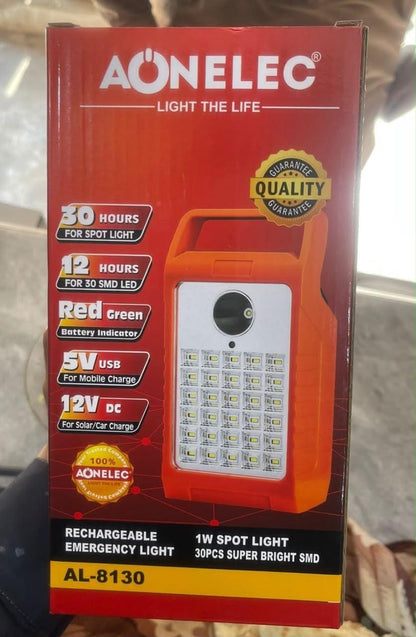 Aonelec AL-8130 Rechargeable Emergency Light with Spot Light – 30 SMD LED