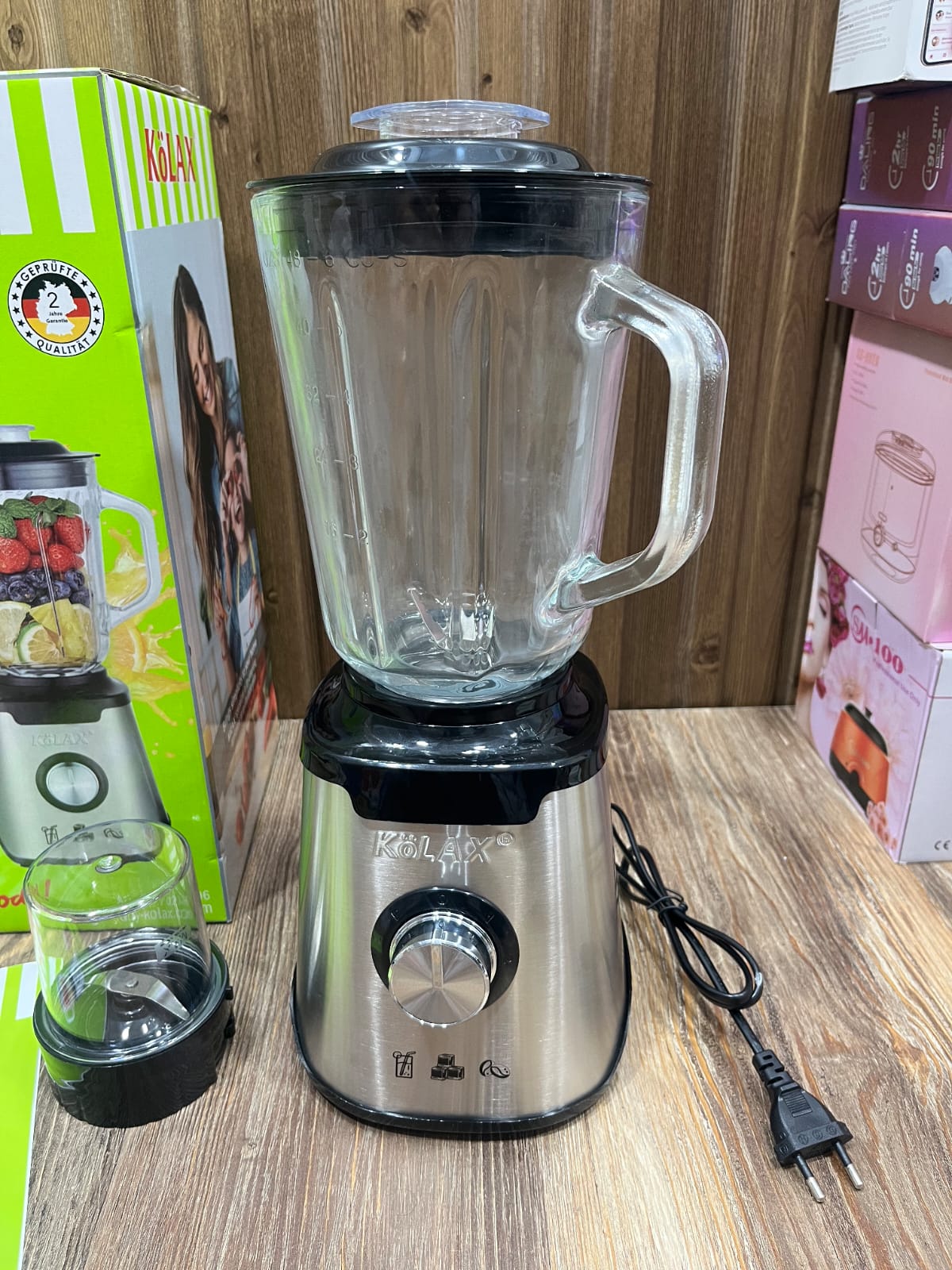Kolax Blender + Grinder – Glass Jar | 100% Copper Motor | 5 Sharp Blades | Germany Brand (Art. No. 702306)