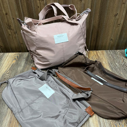 Brown Nylon Foldable Travel Tote Bag with Detachable Strap
