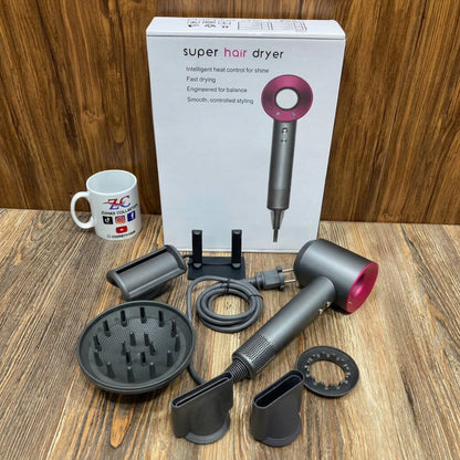 Super Hair Dryer with Intelligent Heat Control, Diffuser & Styling Nozzles