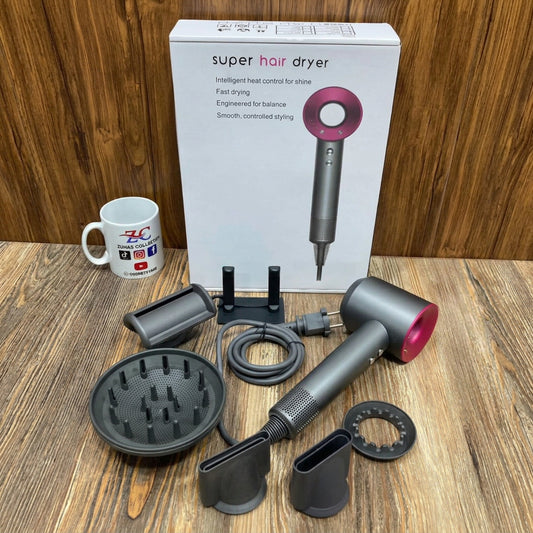 Super Hair Dryer with Intelligent Heat Control, Diffuser & Styling Nozzles