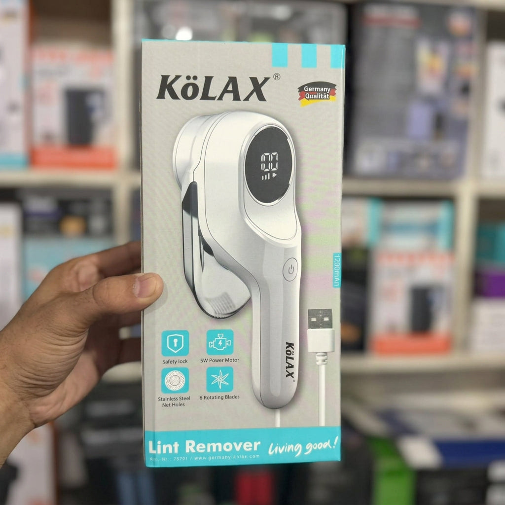 Kolax 75701 Digital Display Lint Remover | 1200mAh USB Rechargeable Fabric Shaver with 6 Rotating Blades