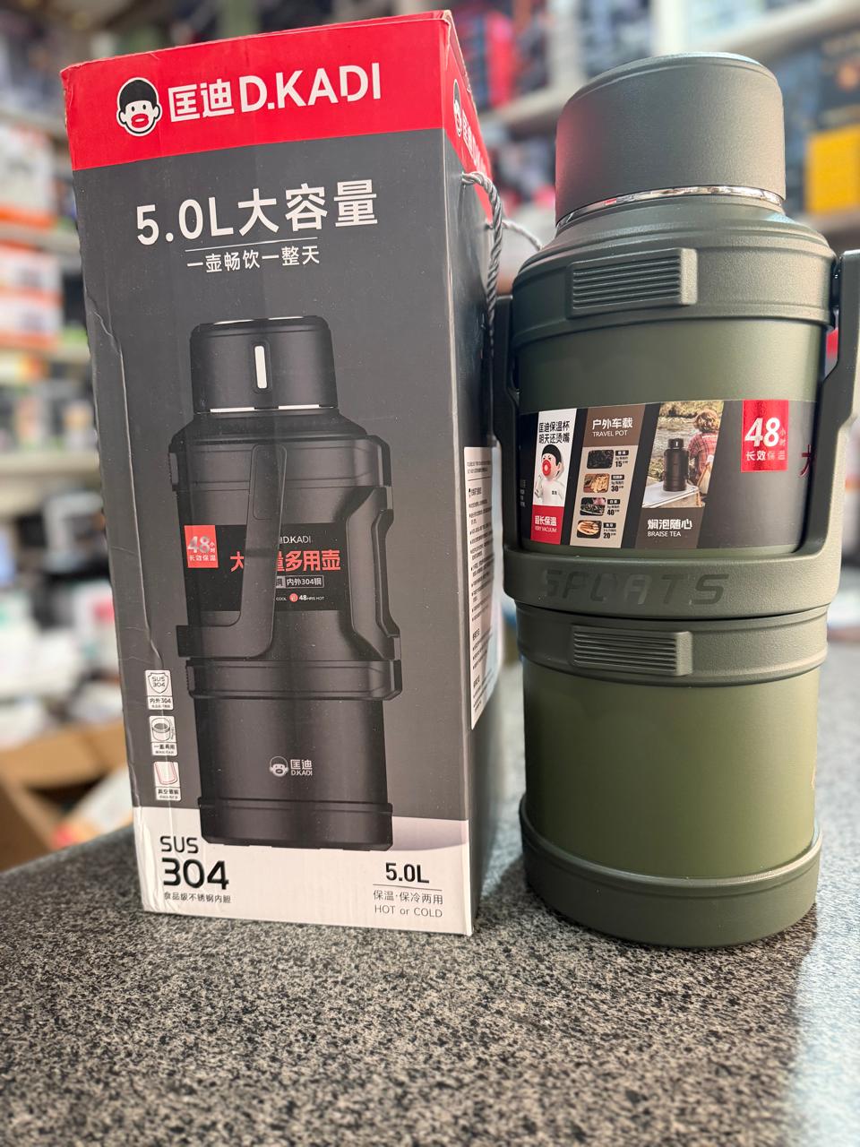 D.KADI 5.0L XL Travel Thermos – 48H Insulated (Green)