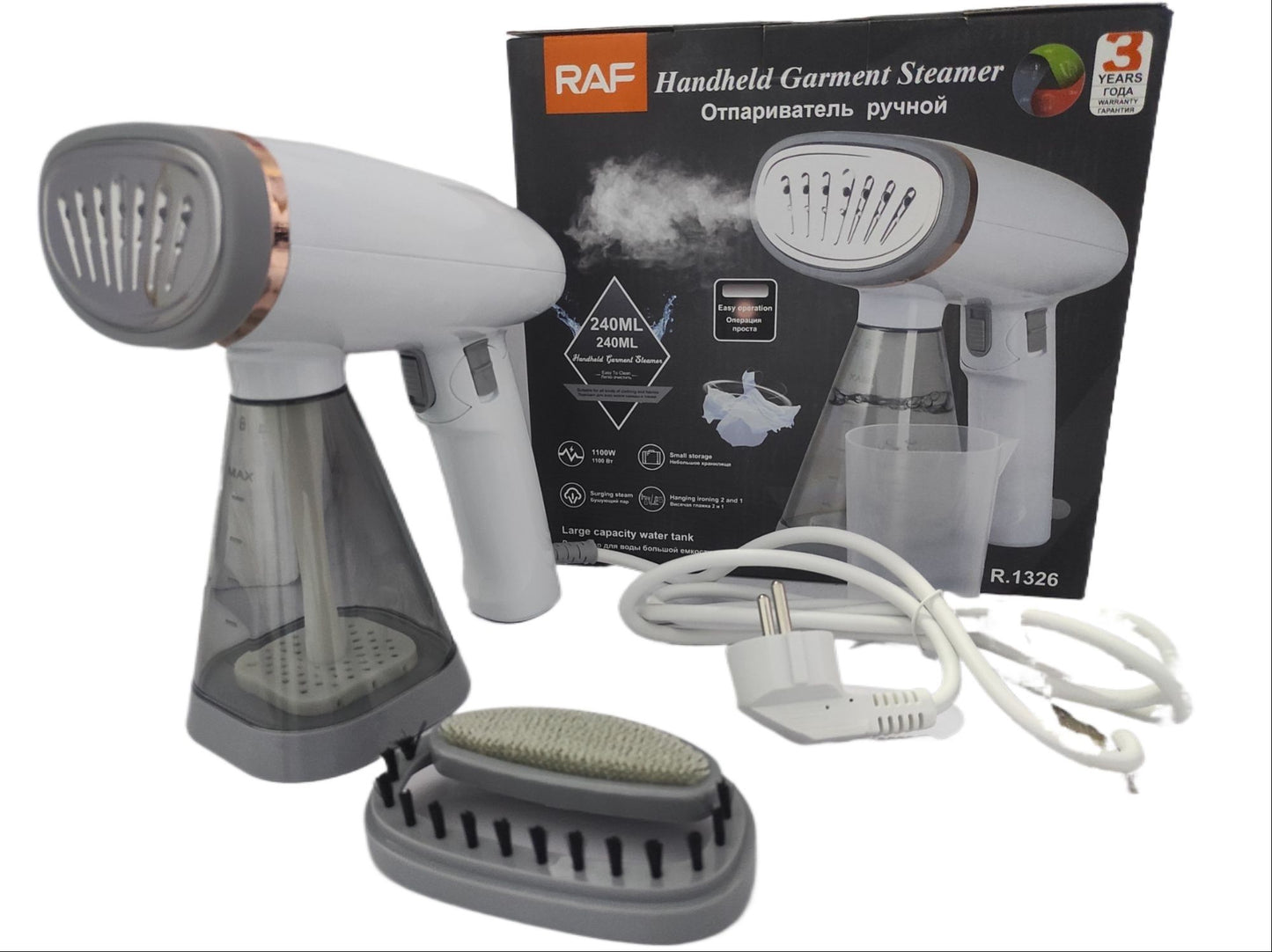 RAF Electric Handheld Garment Steamer  | 1100W, 240ml Detachable water tank, Surging steam, Hanging ironing 2 in 1, Easy operation.