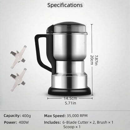 Superior Jiazhen Electric Coffee & Spice Grinder – Multifunctional Stainless Steel Grinding Machine for Grains, Nuts, and Dry Masala (300W