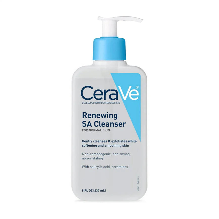 CeraVe SA Smoothing Cleanser, a skin-exfoliating formula designed for dry, rough, and bumpy skin