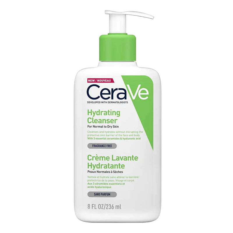 CeraVe Hydrating Facial Cleanser for normal to oily skin in an 8 FL OZ (236 mL) bottle