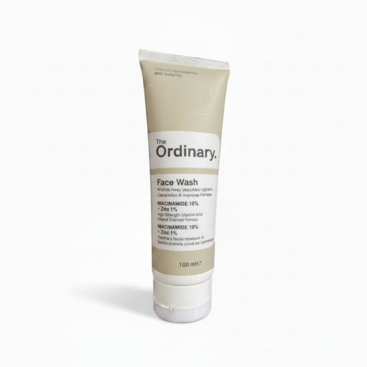 The Ordinary 100ml face wash tube, which is formulated with 10% Niacinamide and 1% Zinc