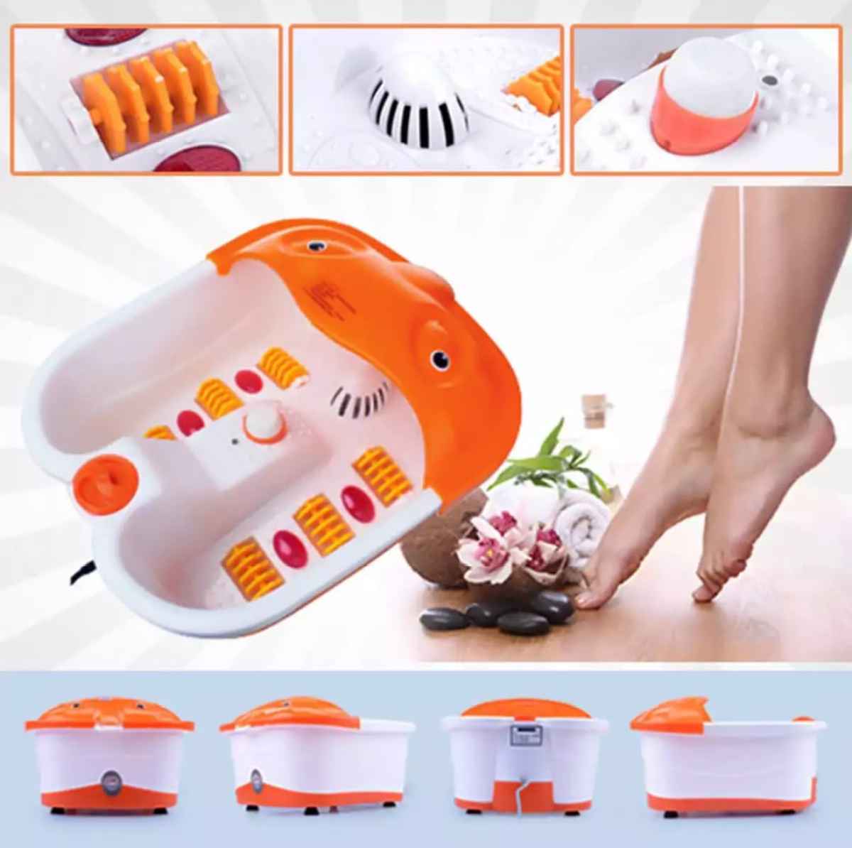 Ruifengqiangqiang Multifunction Footbath Massager RF-368A-1 – Electric Heated Foot Spa Tub with Infrared & Bubble Massage